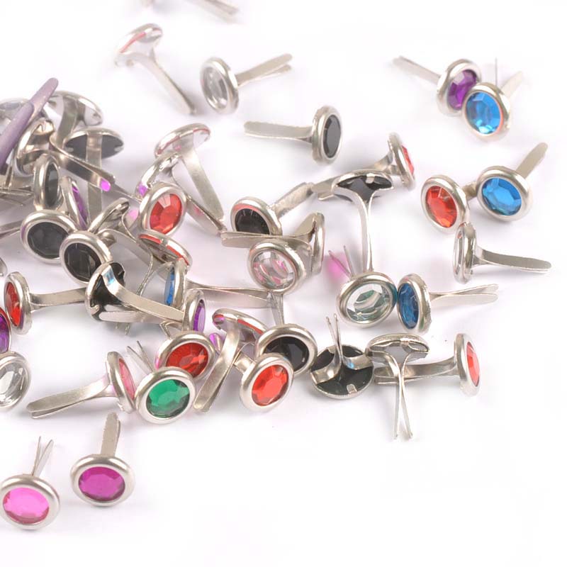Embellishments For Scrapbooking - 50pcs 8.5X15mm Mix Rhinestone Brads Scrapbook