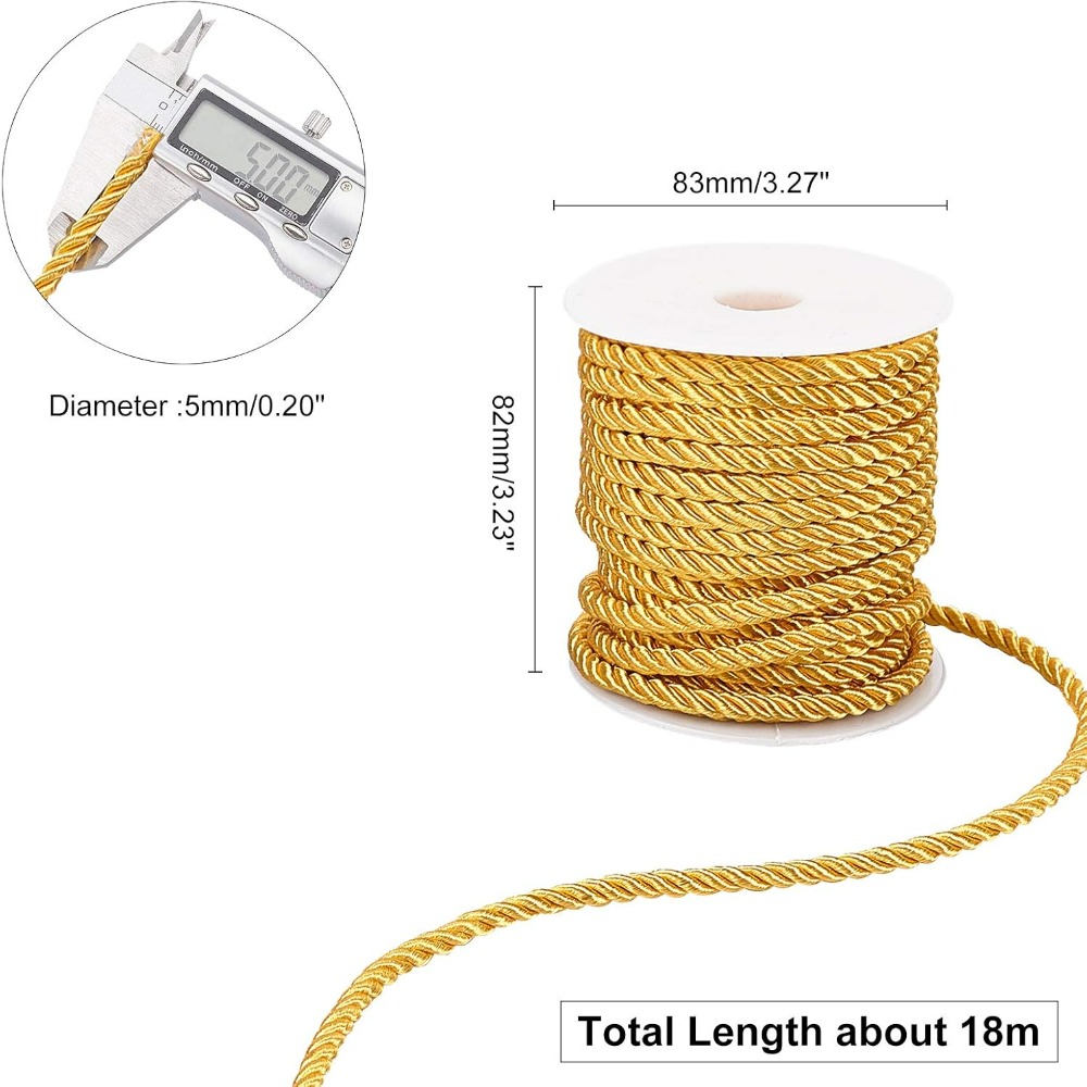 1 Roll 59 Feet Gold Cord 5mm T - Cord Trim Twisted review and price