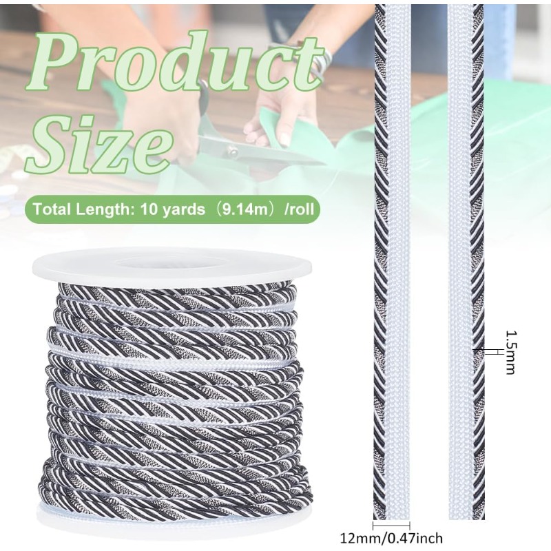 10 Yard Black Twisted Lip Cord - Cord Trim Twisted review and price