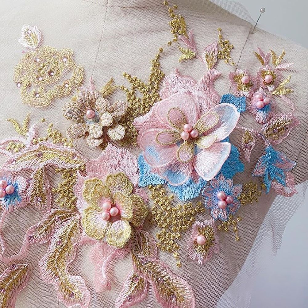 3D Flowers Beaded Lace Fabrics - Embellishments For Scrapbooking review and price