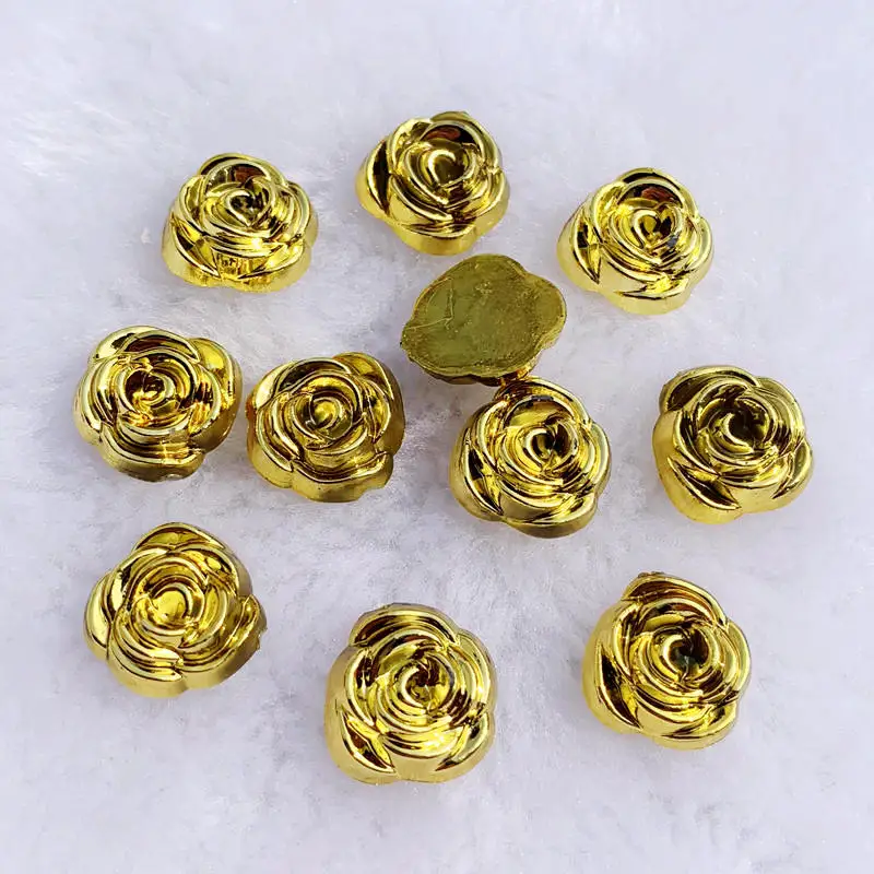 40pcs 14mm Gold Rose Flowers R - Embellishment Glue Craft review and price
