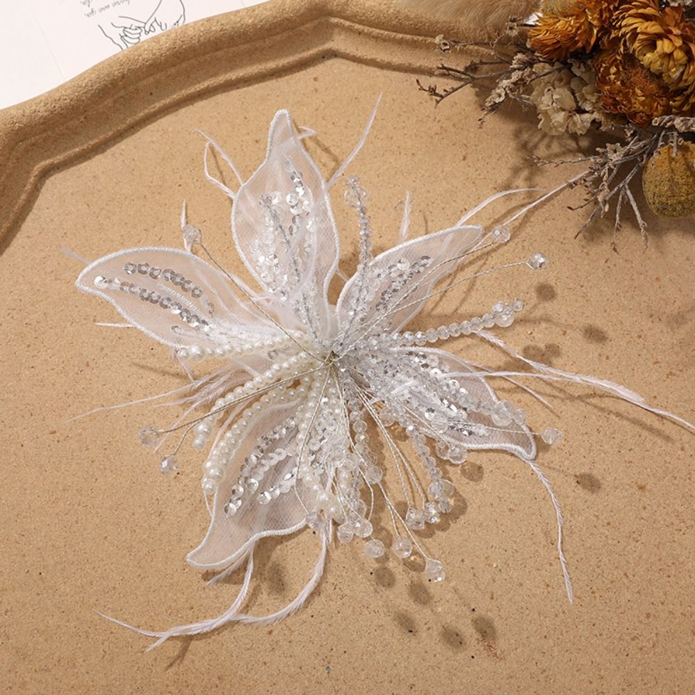 1PC Feather Pearl 3D Organza F - Applique Patch Flower review and price
