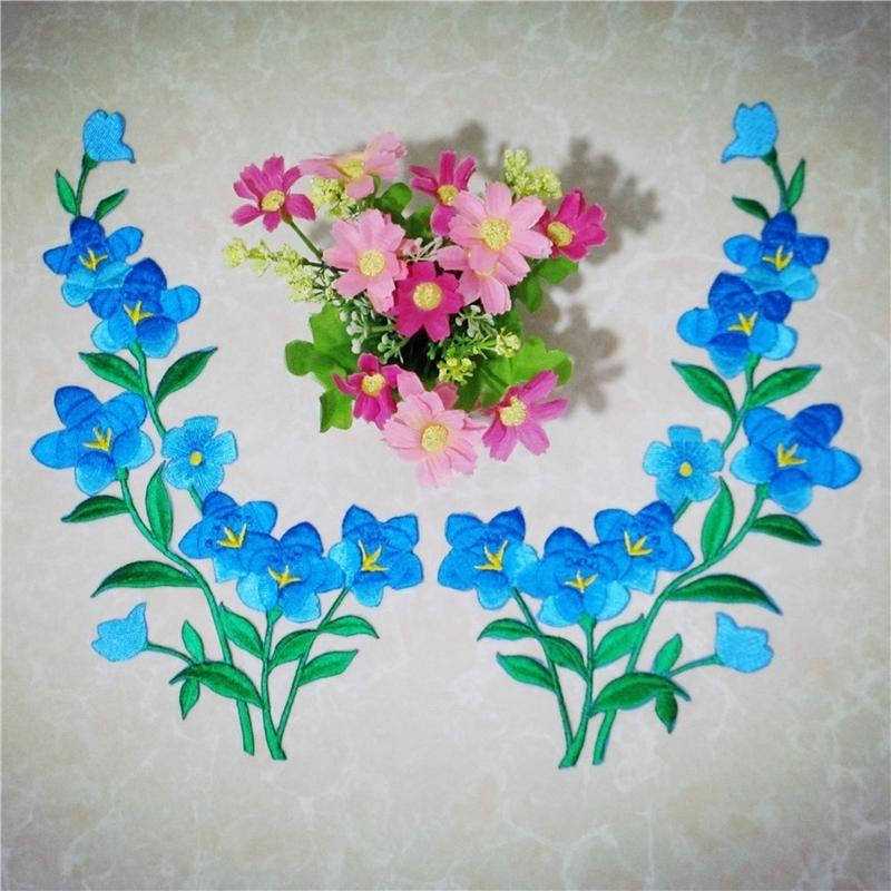 1/2pcs Nice Blue Flower Patch  - Applique Patch Flower review and price