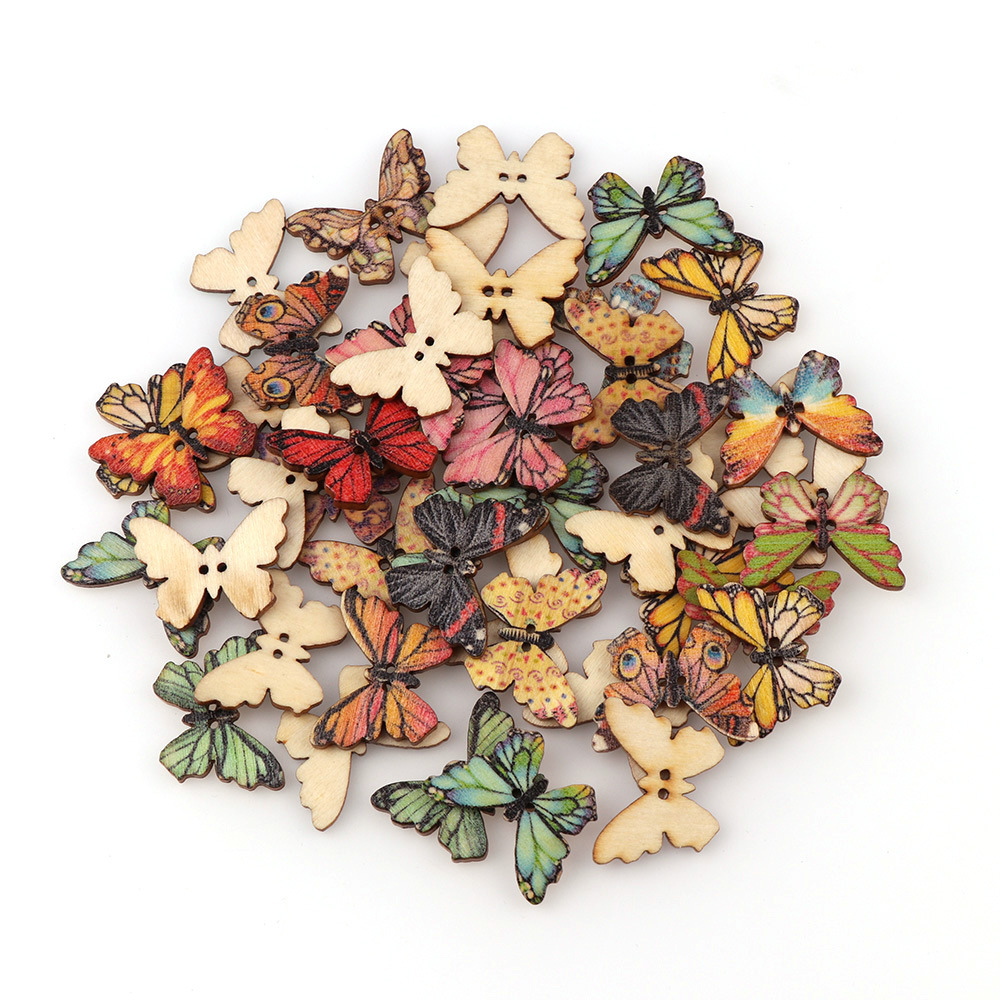50pcs Butterfly wooden button  - Embellishments For Scrapbooking review and price