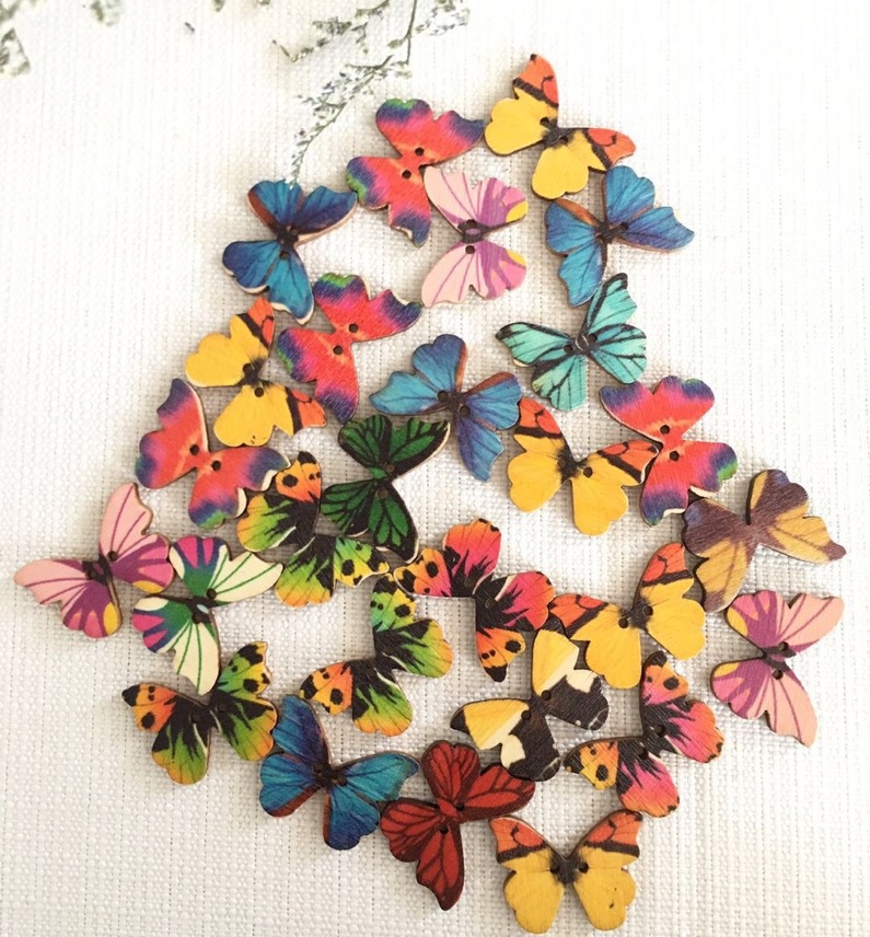 50pcs Butterfly wooden button  - Embellishments For Scrapbooking review and price