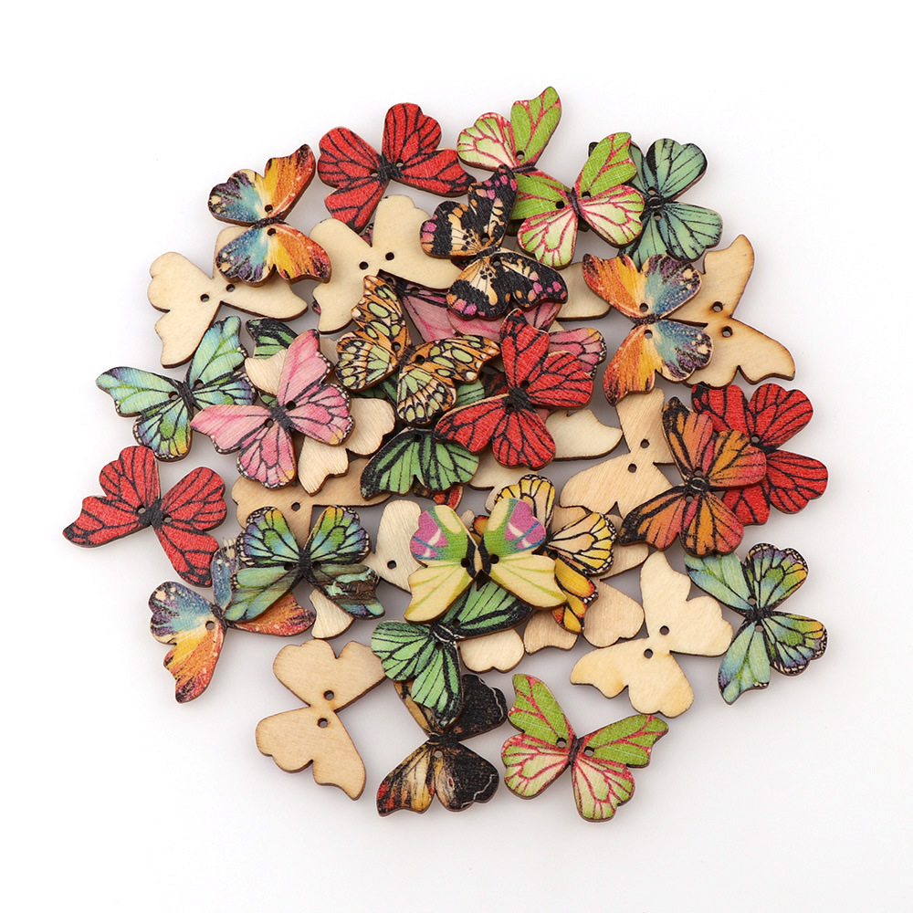 50pcs Butterfly wooden button  - Embellishments For Scrapbooking review and price