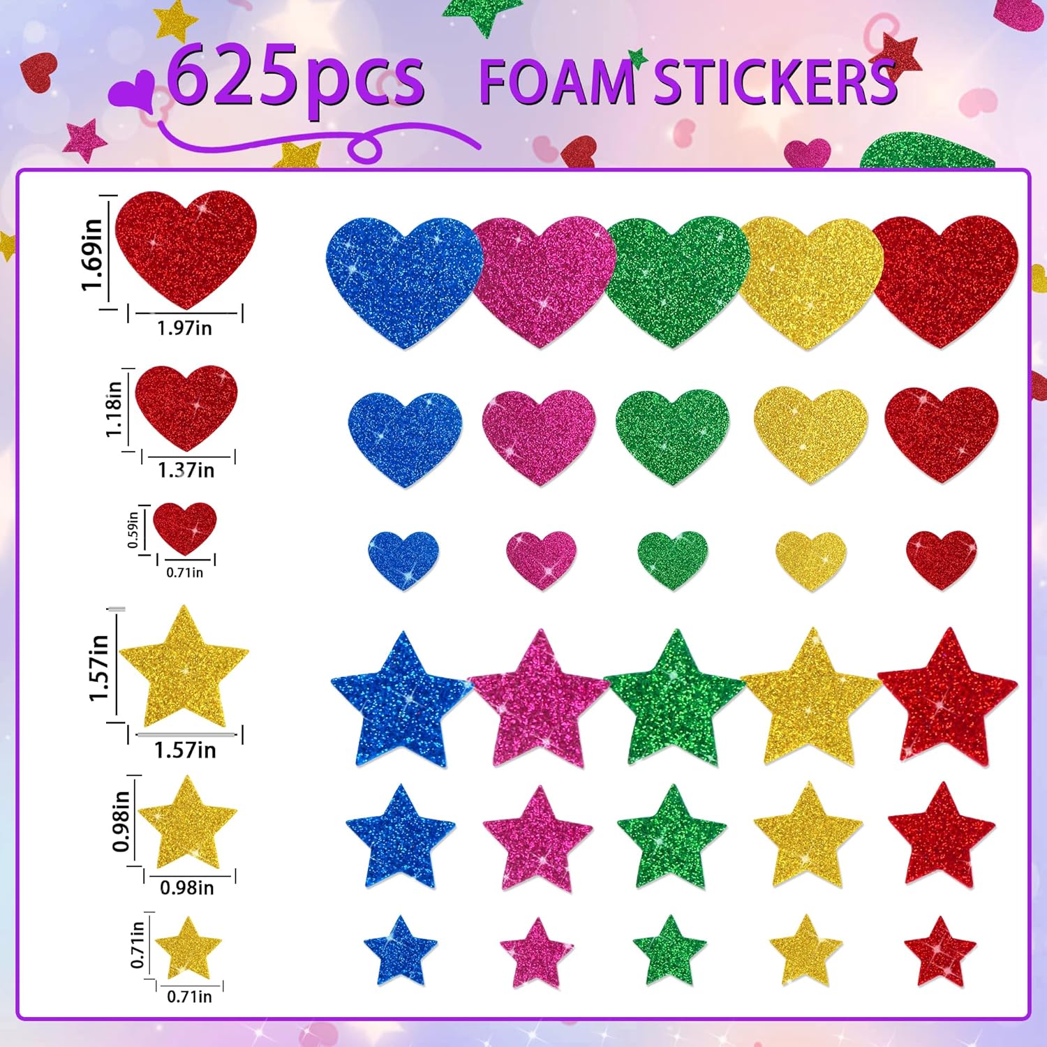 625Pcs Glitter Heart Foam Stic - Glitter Vinyl Roll review and price
