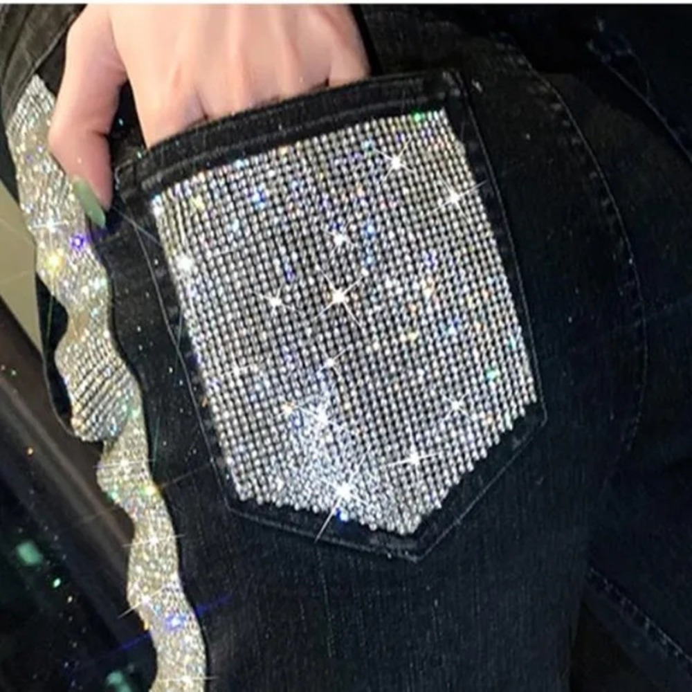 Luxury Rhinestone Patches Jean - Hotfix Rhinestone Sheet review and price