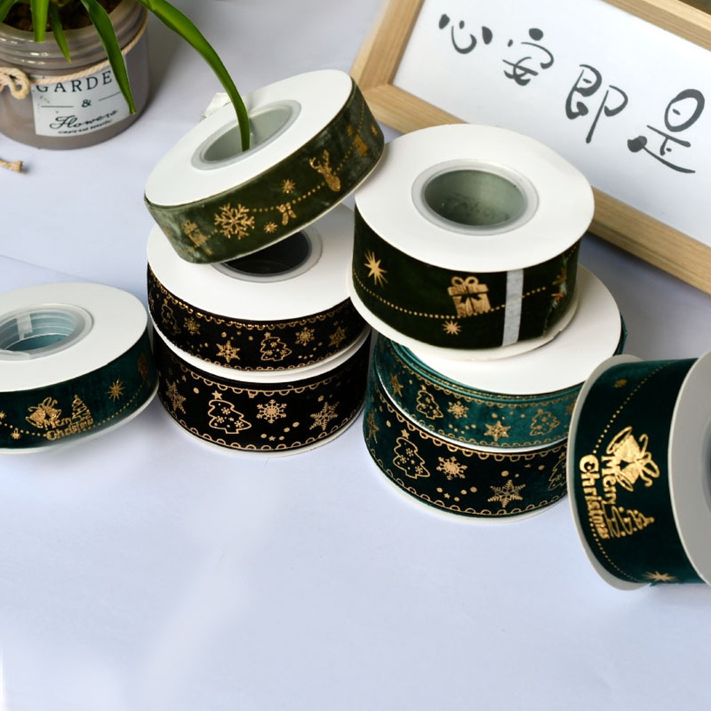 5 Yards/Roll 2.5cm Christmas G - Velvet Ribbon Roll review and price