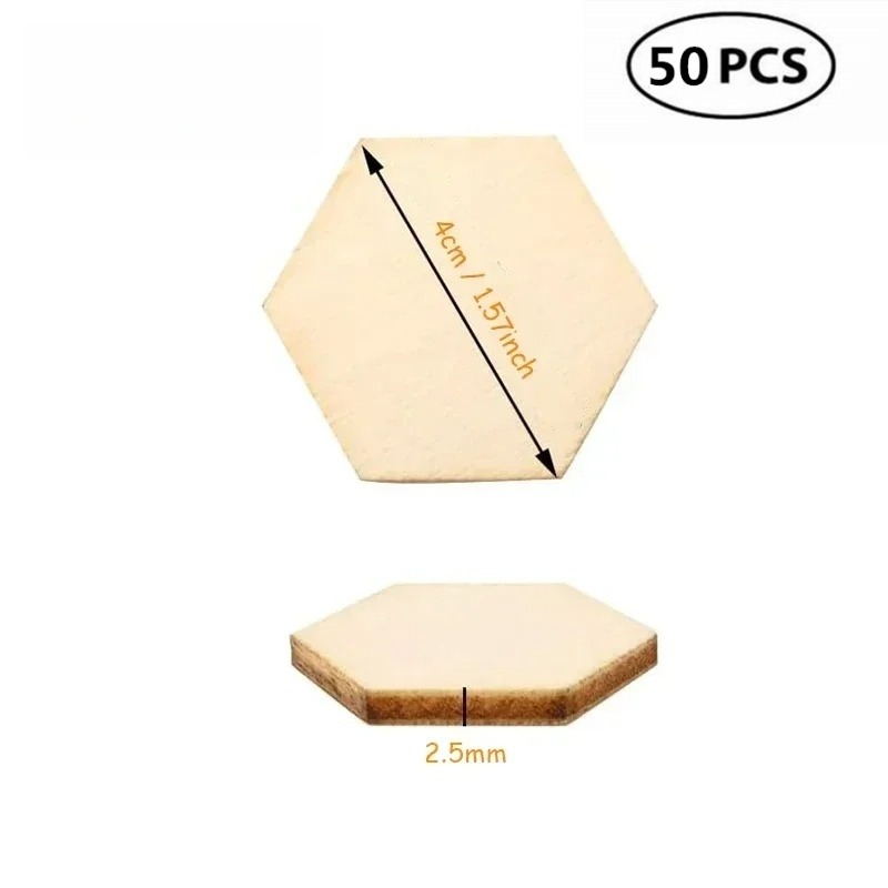 50PCS 4CM Unfinished Wood Hexa - Embellish Craft review and price