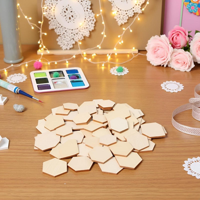50PCS 4CM Unfinished Wood Hexa - Embellish Craft review and price