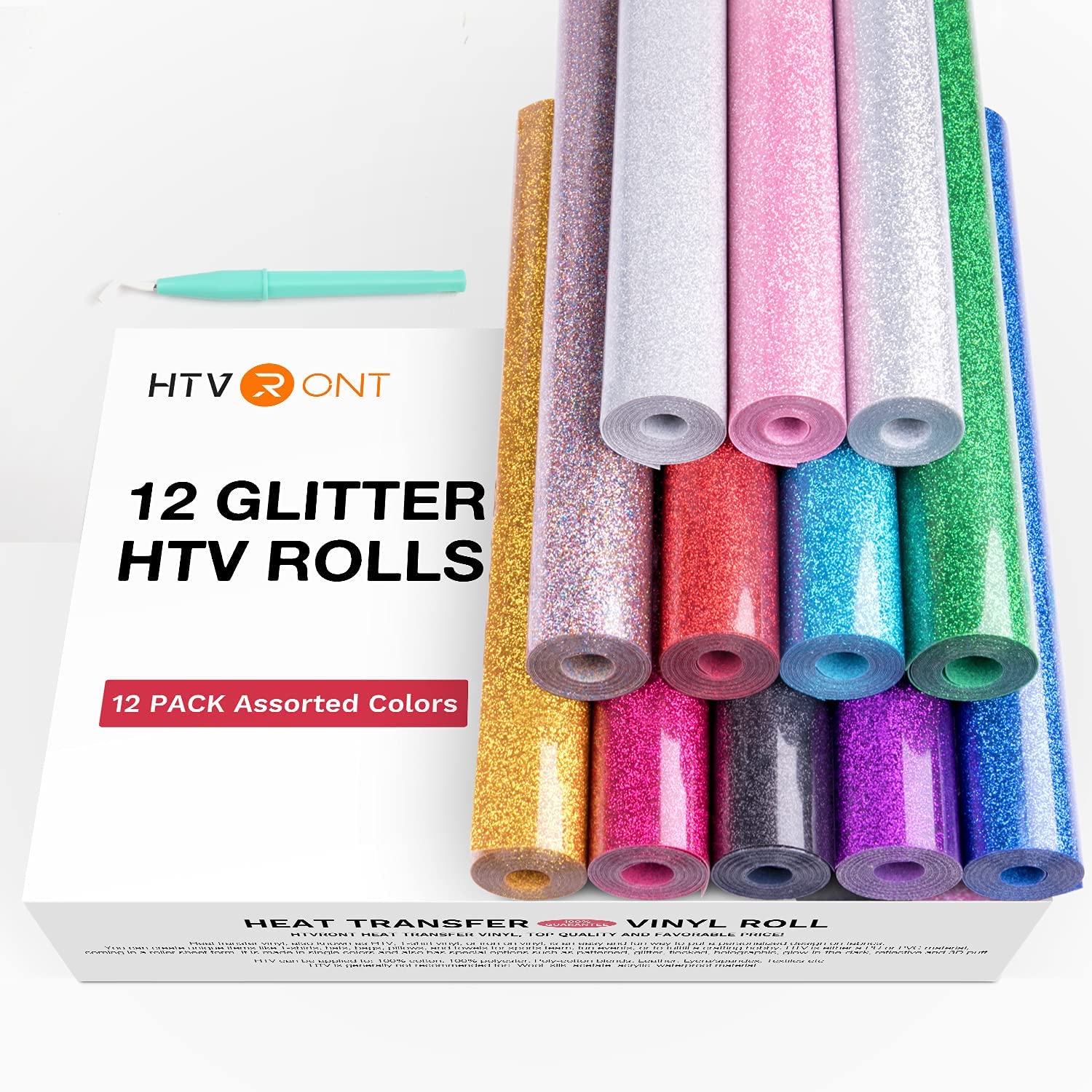 HTVRONT 12 Pack Glitter HTV He - Glitter Vinyl Roll review and price