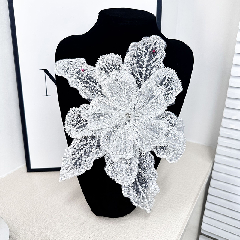 White Lace Sequin Beaded Flowe - Applique Patch Flower review and price