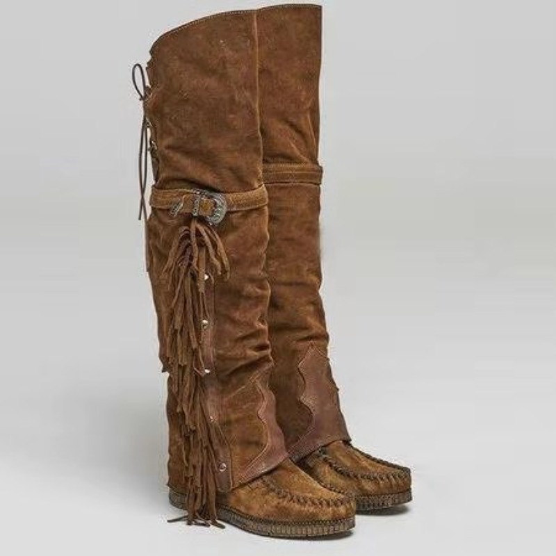 2026 New Womens Over The Knee  - Tassel Fringe Trim review and price