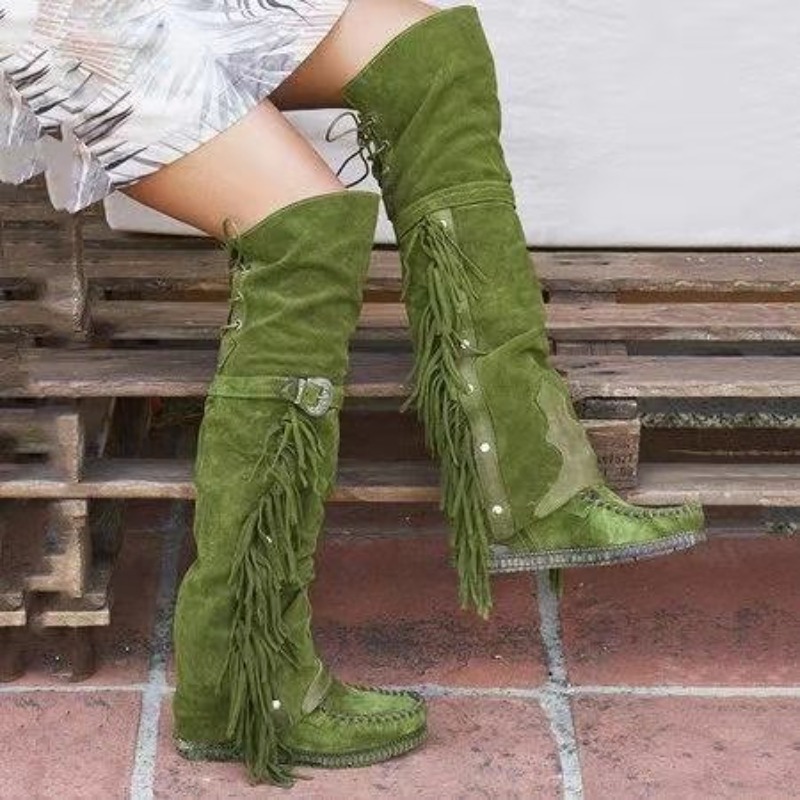 2026 New Womens Over The Knee  - Tassel Fringe Trim review and price